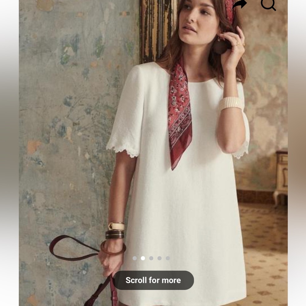 Sezane Fanny dress white with lace